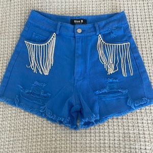Rhinestone Cowgirl Shorts - Blue NEW